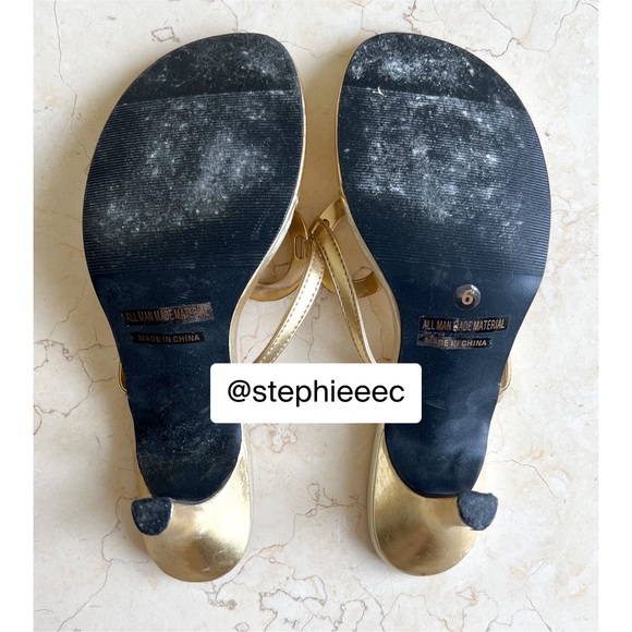 LenaLuisa Gold Slip On Heels with Silver Embellishment Crystal - Picture 12 of 14